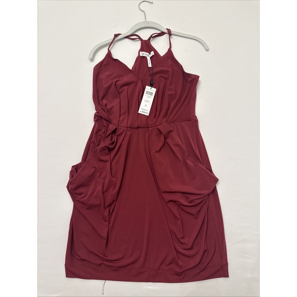 BCBGeneration Draped Pocket Dress M Purple Berry Red Slouchy Jersey NWT